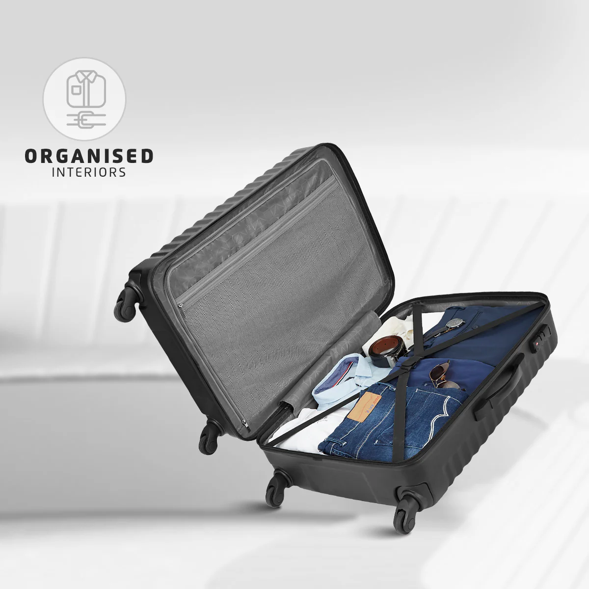 Safari Aerodyne Black Lightweight Trolley Bag with TSA Lock and Airline Compliant Sizing - Image 7