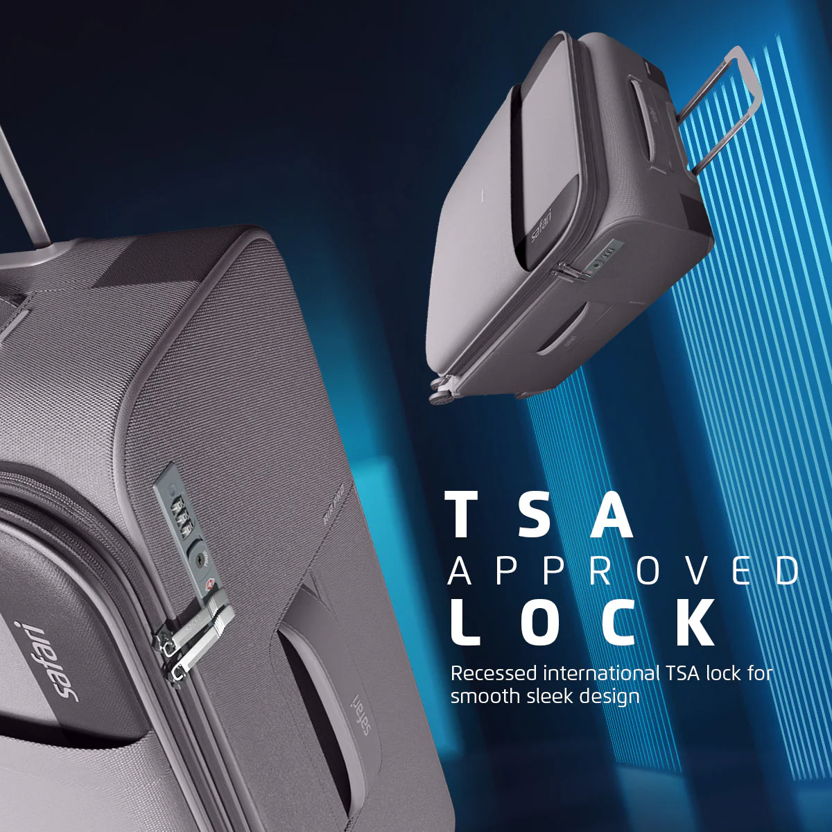 Safari Airpro Set of 2 Grey Lightweight Trolley Bags with 360° Wheels - Image 5