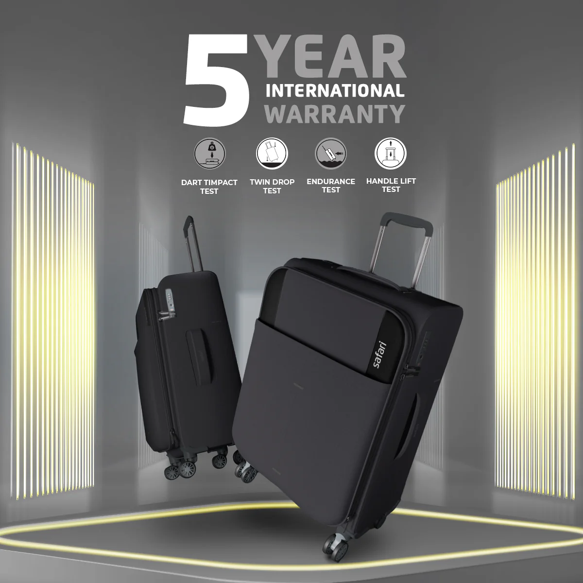 Safari Airpro 40% Lighter Black Trolley Bag with Dual Wheels, Detailed interiors and Expander - Image 19
