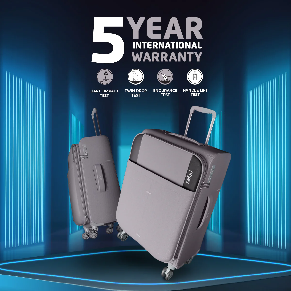 Safari Airpro 40% Lighter Grey Trolley Bag with Dual Wheels, Detailed interiors and Expander - Image 19