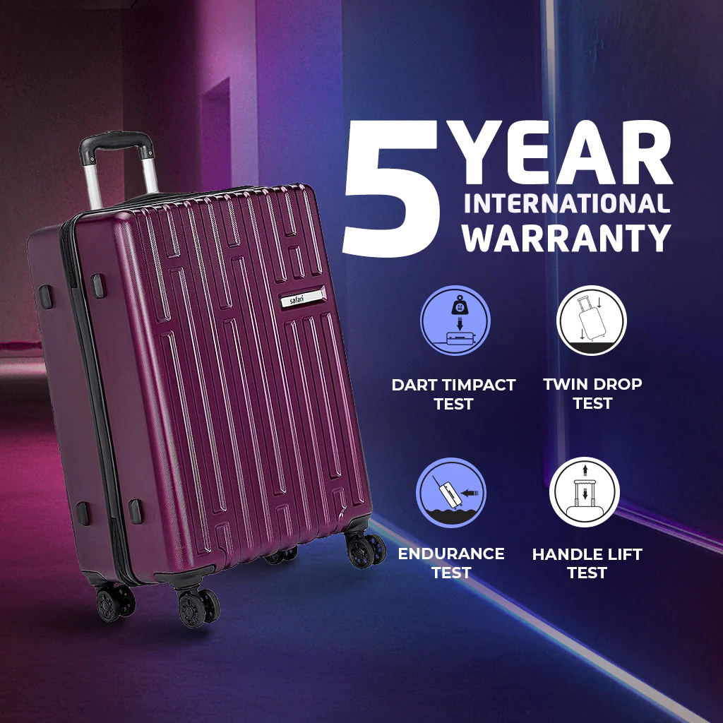 Safari Cargo Max Set of 2 Magenta purple Trolley Bags with Dual Wheels & Anti Theft Zipper - Image 10