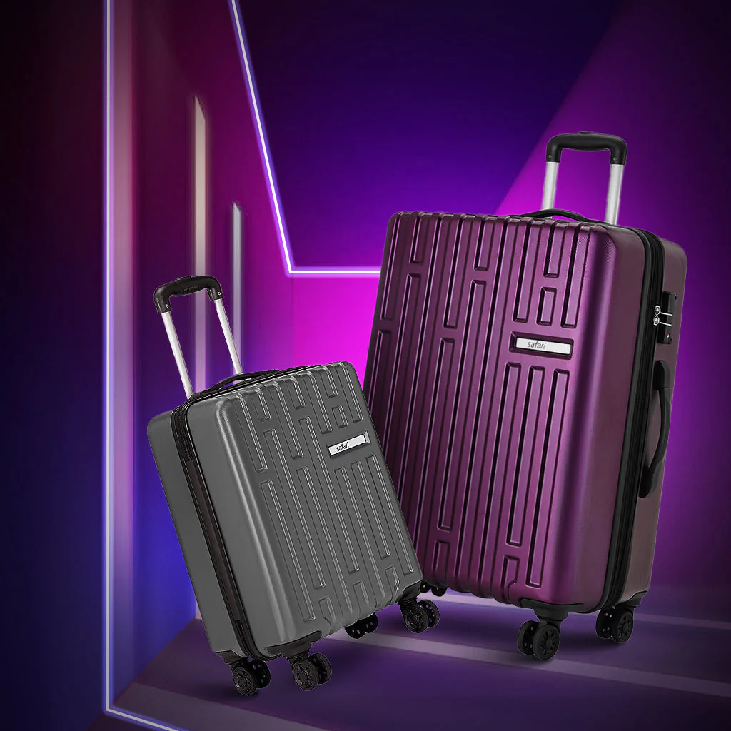 Safari Cargo Max Set of 2 Magenta purple Trolley Bags with Dual Wheels & Anti Theft Zipper - Image 9