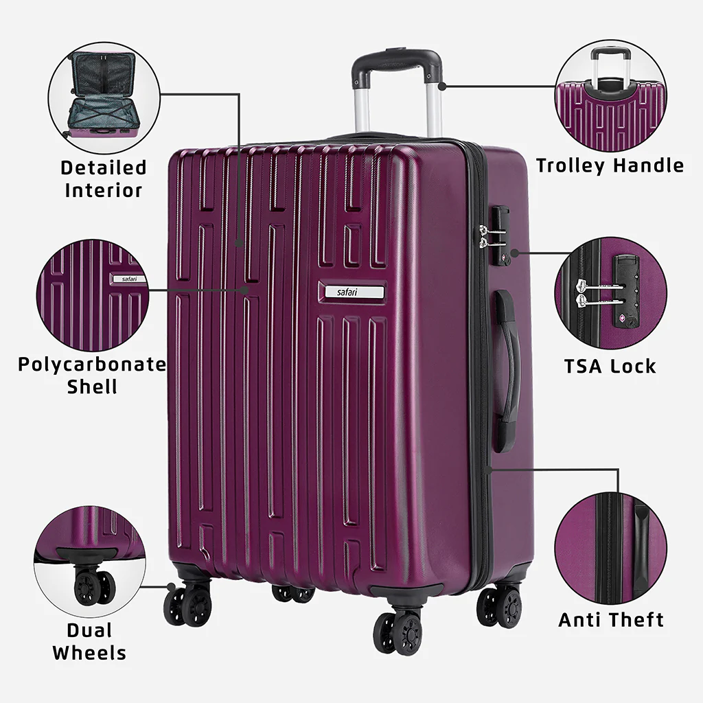 Safari Cargo Neo Set of 3 TSA Lock Trolley Bags with 360° Wheels - Image 28