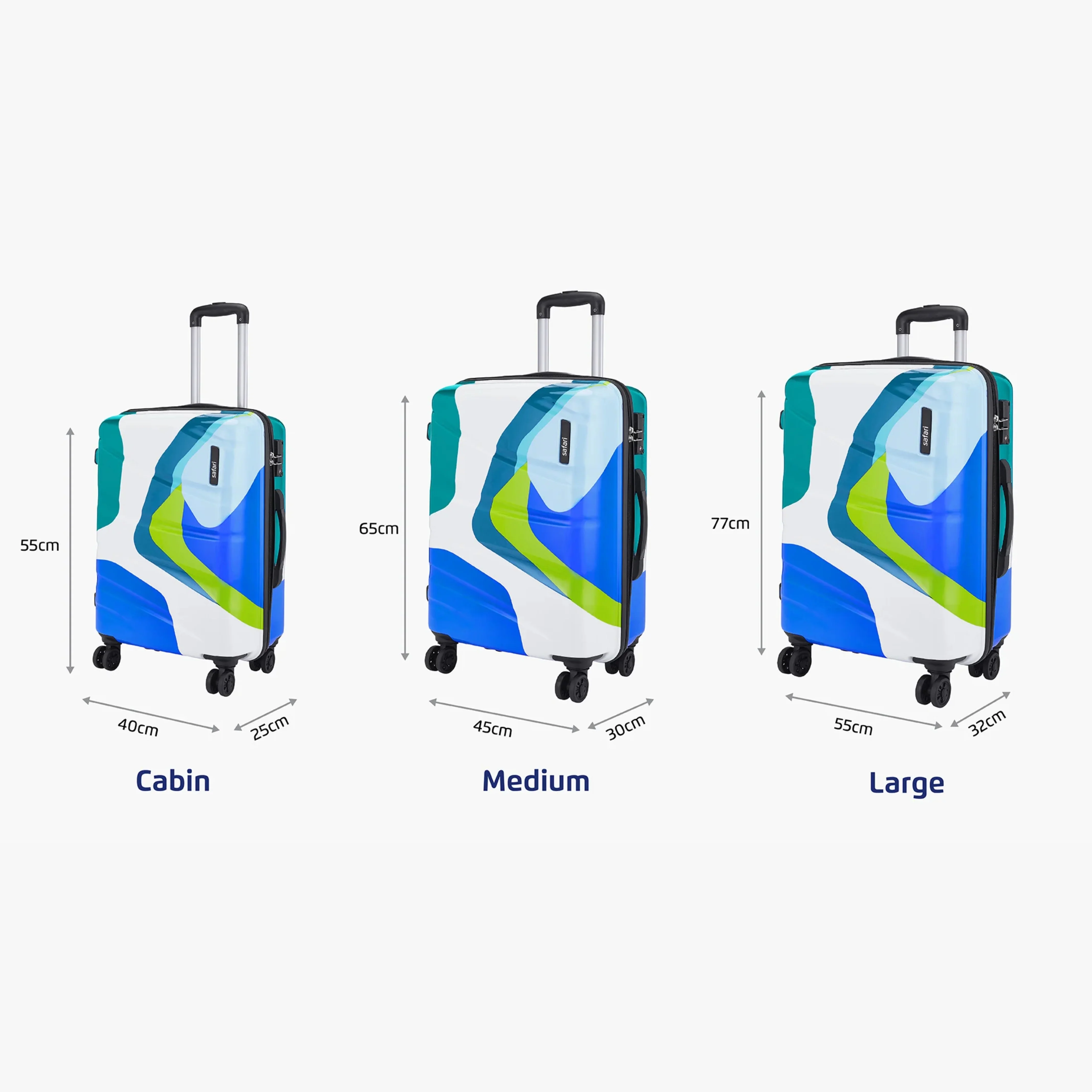Safari Chroma Plus Set of 3 Printed Trolley Bags with Dual Wheels - Image 10