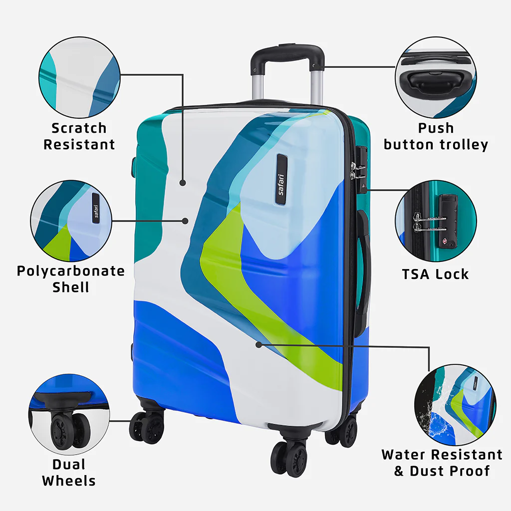 Safari Chroma Plus Set of 3 Printed Trolley Bags with Dual Wheels - Image 2
