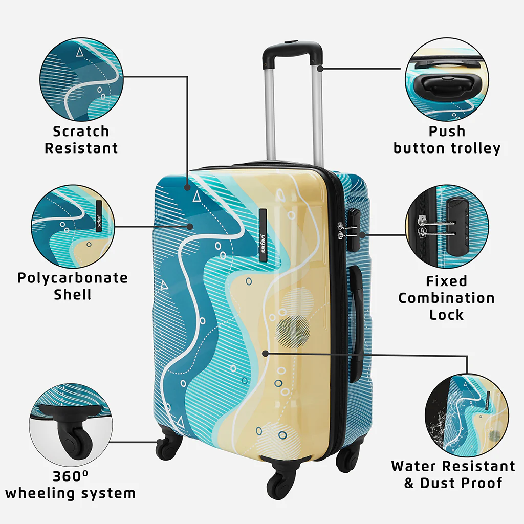 Safari Coastline Set of 3 Printed Trolley Bags with 360° Wheels - Image 2