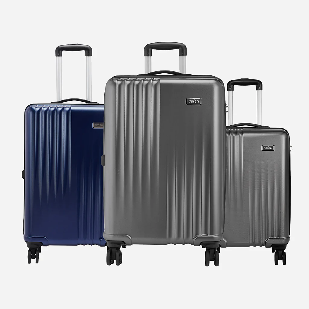 Safari Ryder Set of 3 Gun Metal & Midnight Blue Trolley Bags with Dual Wheels - Image 4