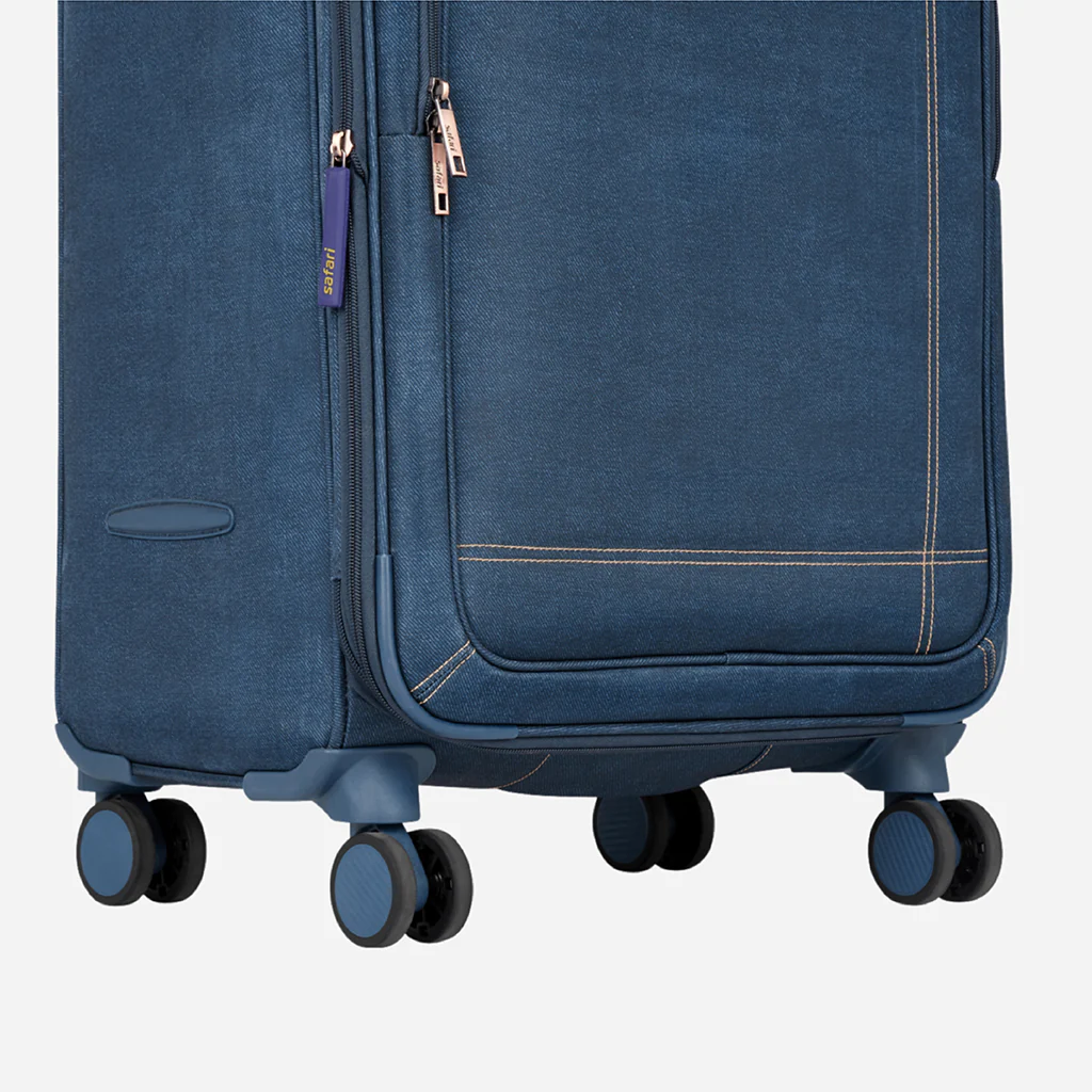 Safari Denim Plus Navy Blue Trolley Bag with Dual Wheels - Image 15