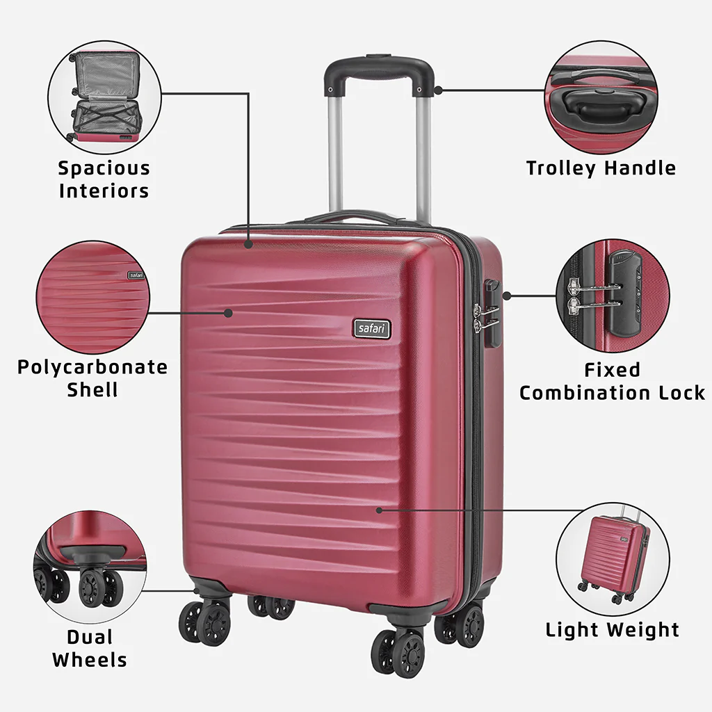 Safari Fiesta Wine Red Trolley Bag with Dual Wheels - Image 4