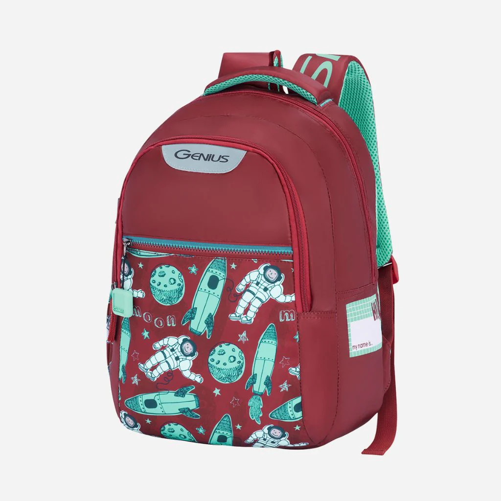 Genius by Safari Astro 23L Red School Backpack with Name Tag