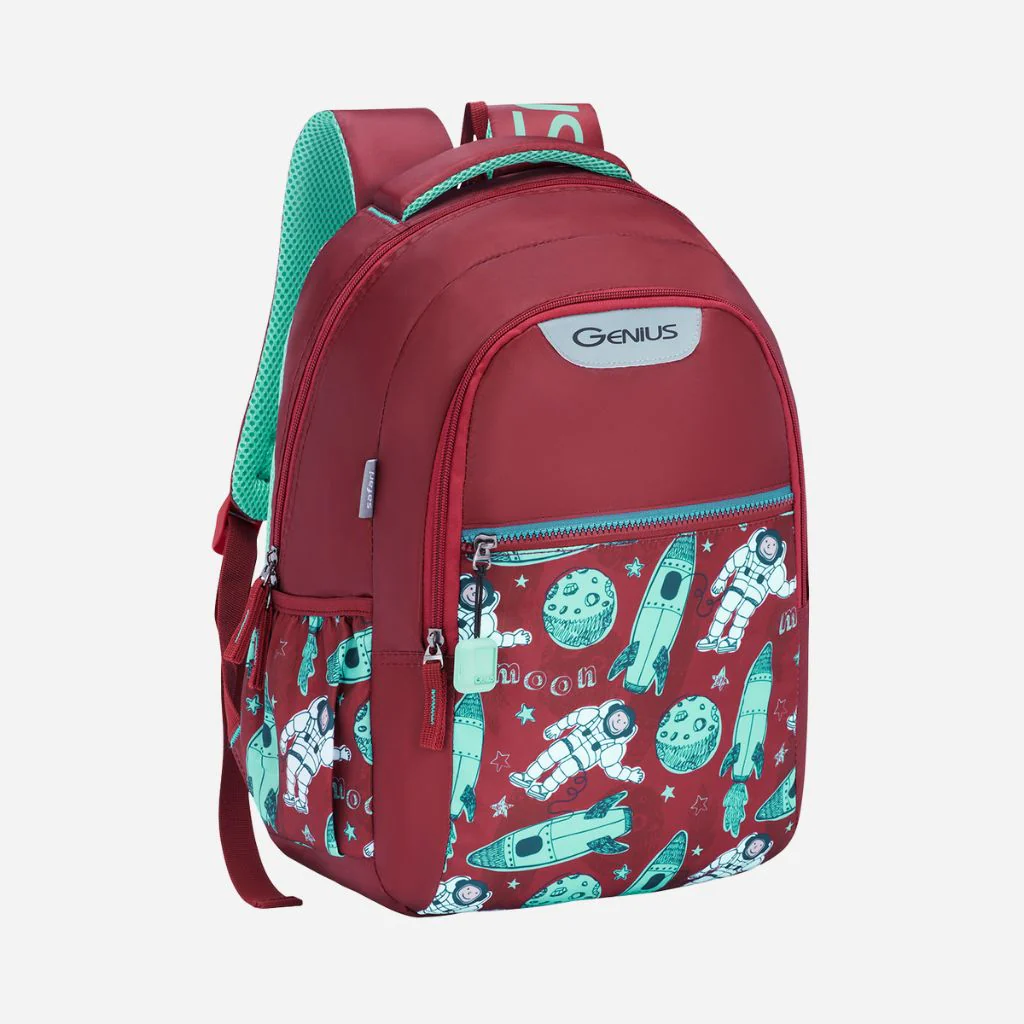 Genius by Safari Astro 23L Red School Backpack with Name Tag - Image 3