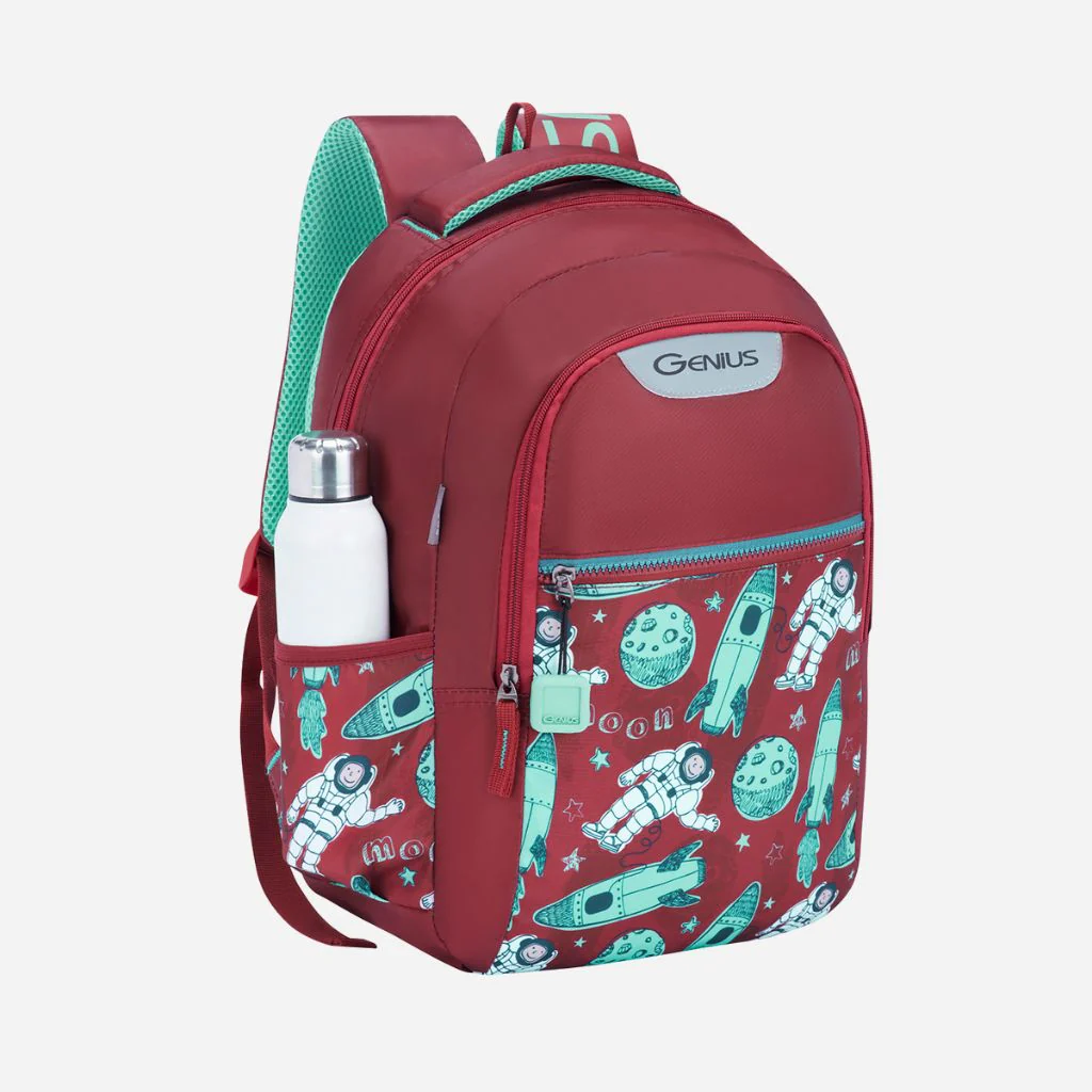 Genius by Safari Astro 23L Red School Backpack with Name Tag - Image 7