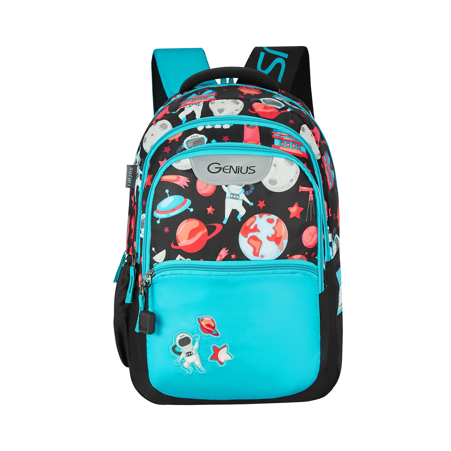 Genius by Safari Comet 27L Black School Backpack with Name Tag - Image 2