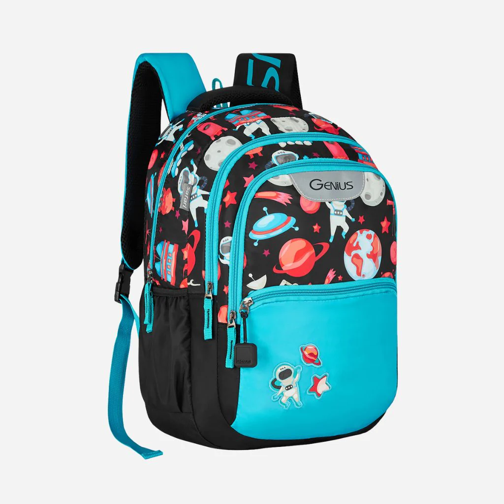 Genius by Safari Comet 27L Black School Backpack with Name Tag - Image 3