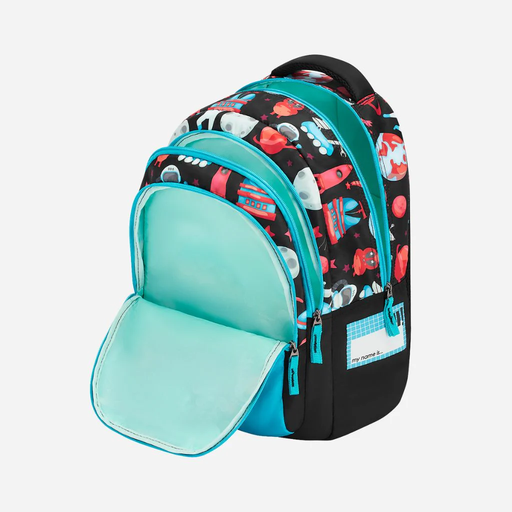 Genius by Safari Comet 27L Black School Backpack with Name Tag - Image 4