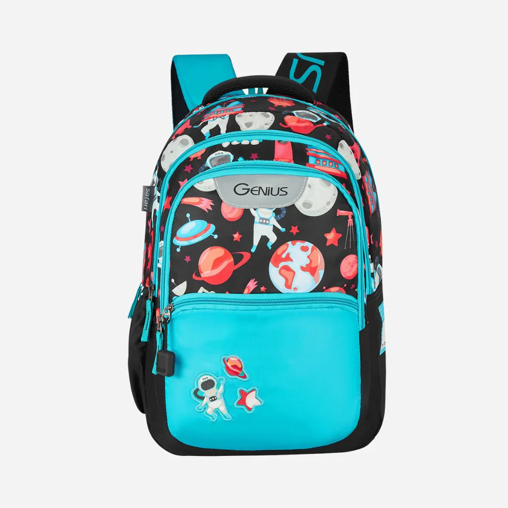 Genius by Safari Comet 27L Black School Backpack with Name Tag - Image 6