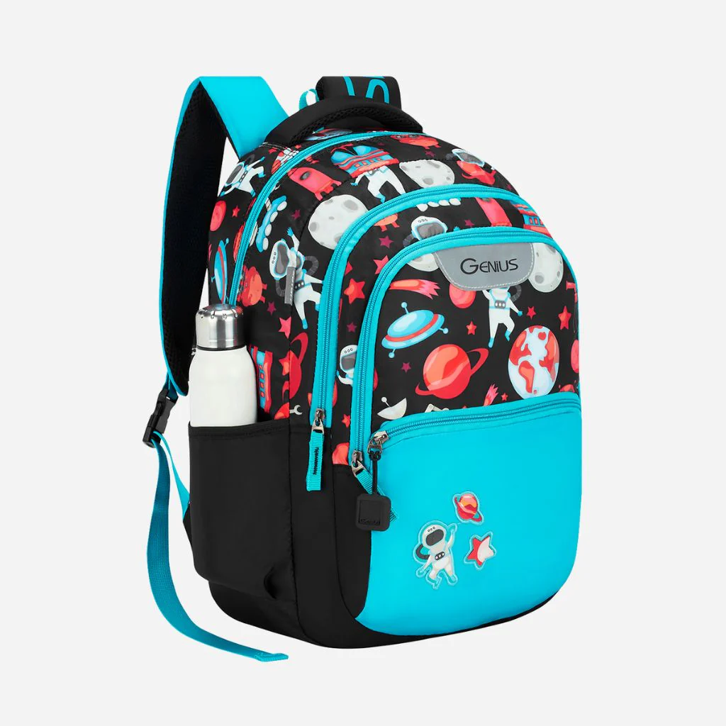 Genius by Safari Comet 27L Black School Backpack with Name Tag - Image 7