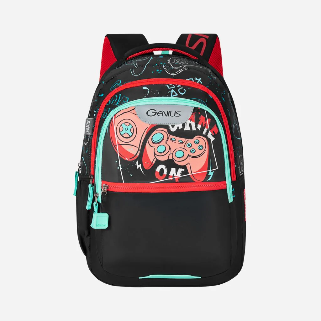 Genius by Safari Maverick 27L Black School Backpack with Name Tag - Image 2