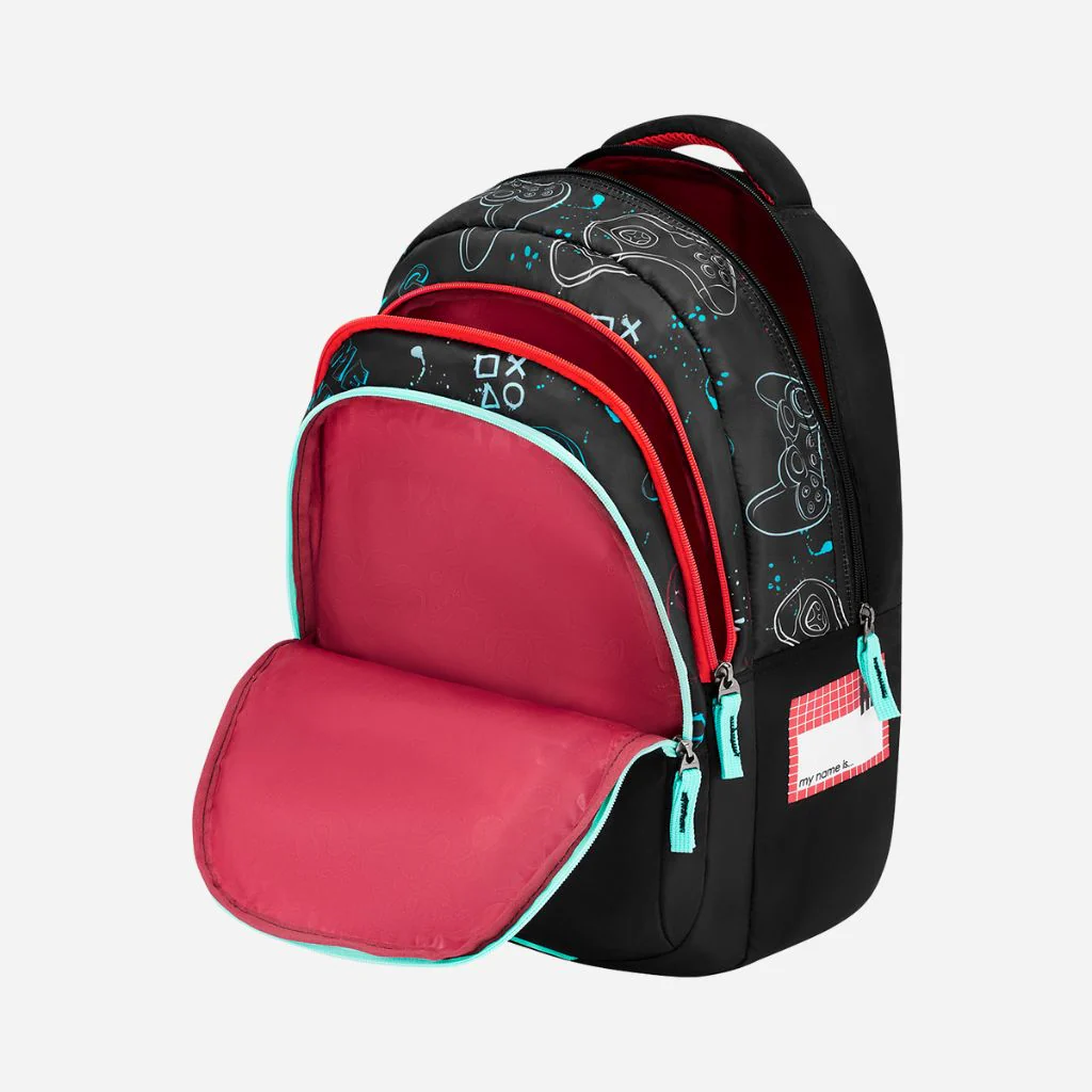 Genius by Safari Maverick 27L Black School Backpack with Name Tag - Image 6