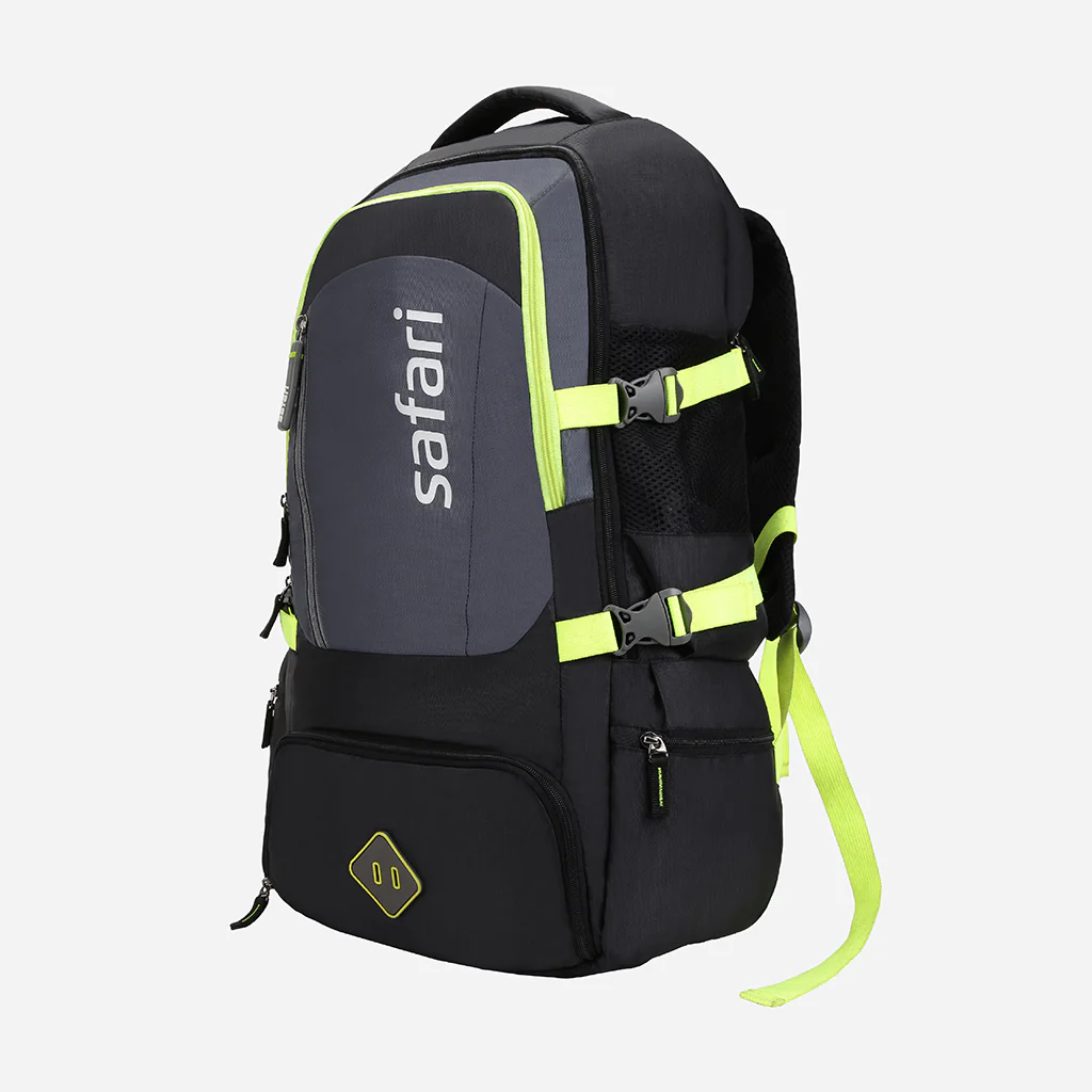 Safari Hulk 60L Black Overnighter Travel Rucksack with Ergonomic Straps & Back Padding