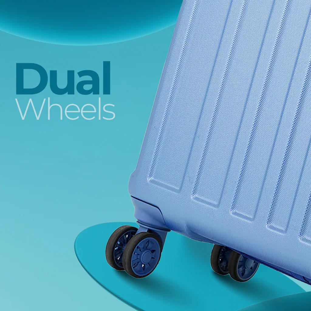 Safari Linea Set of 2 Pearl Blue Trolley Bags with Dual Wheels - Image 4