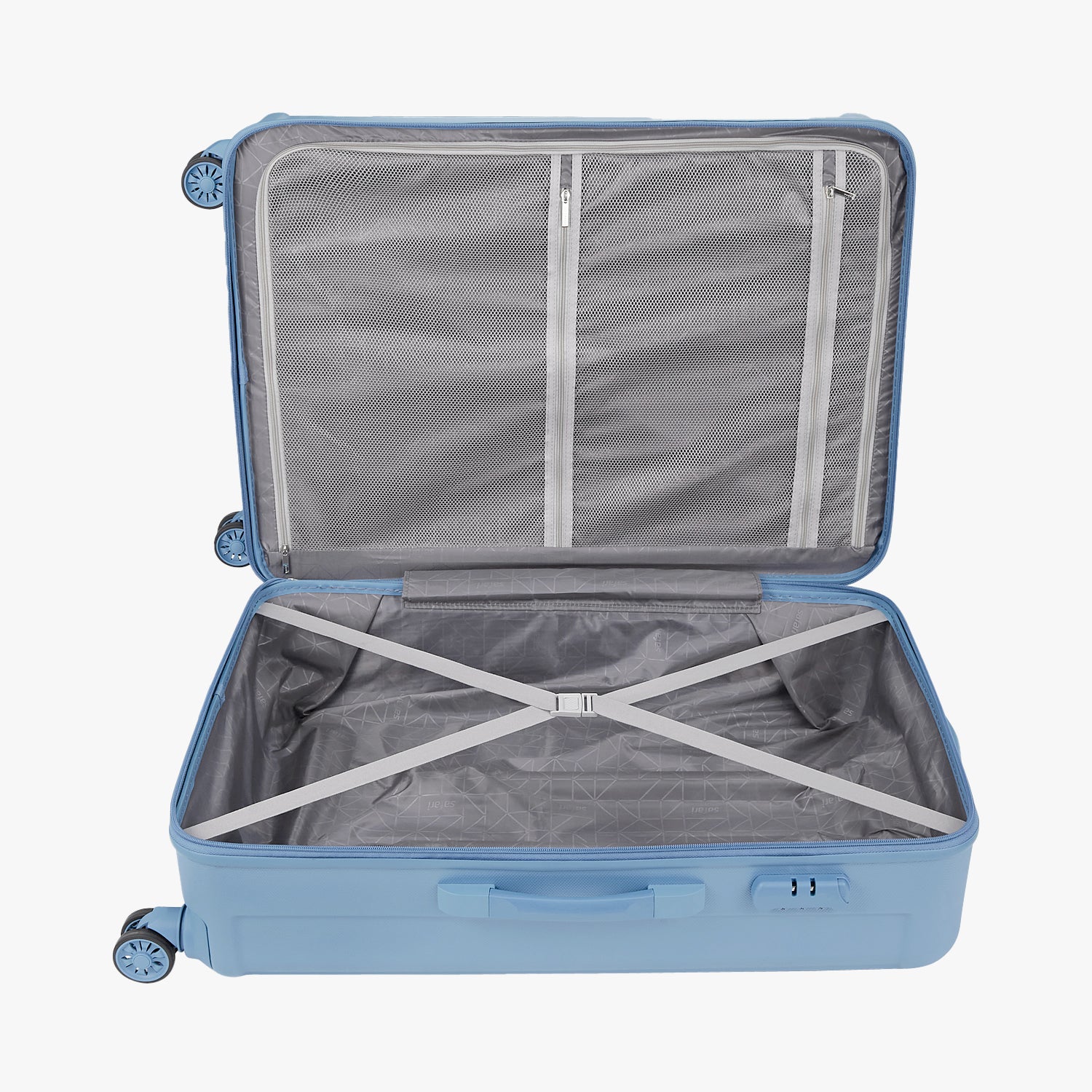 Safari Linea Set of 3 Pearl Blue Trolley Bags with Dual Wheels - Image 14
