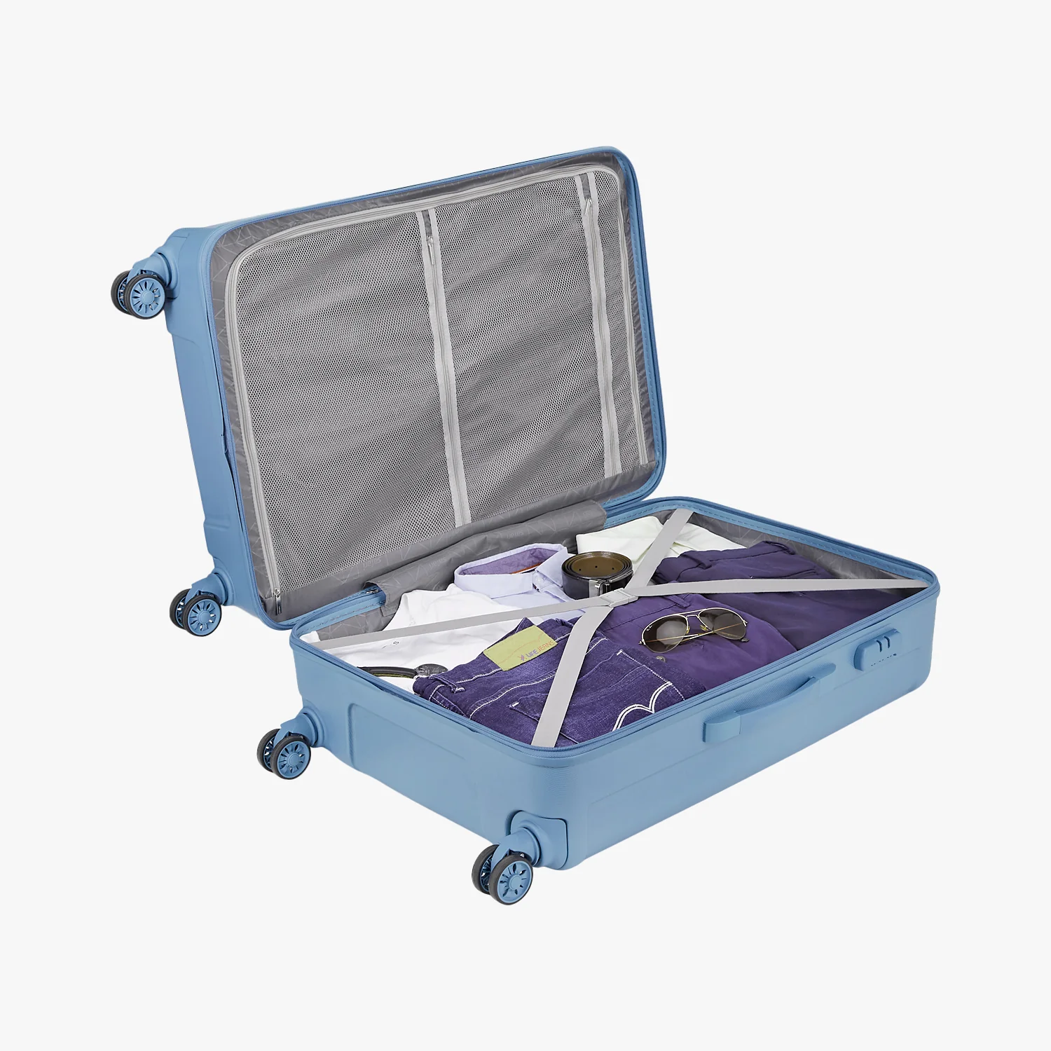 Safari Linea Set of 3 Pearl Blue Trolley Bags with Dual Wheels - Image 15