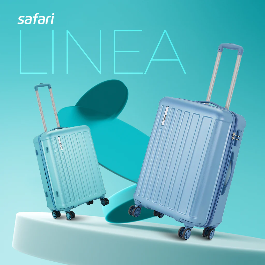 Safari Linea Pearl Blue Trolley Bag with Dual Wheels - Image 34