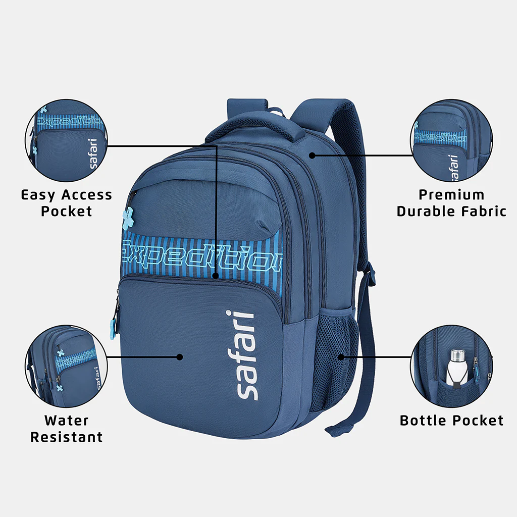 Safari Mega 43L Blue School Backpack with Quick Access Pocket - Image 2