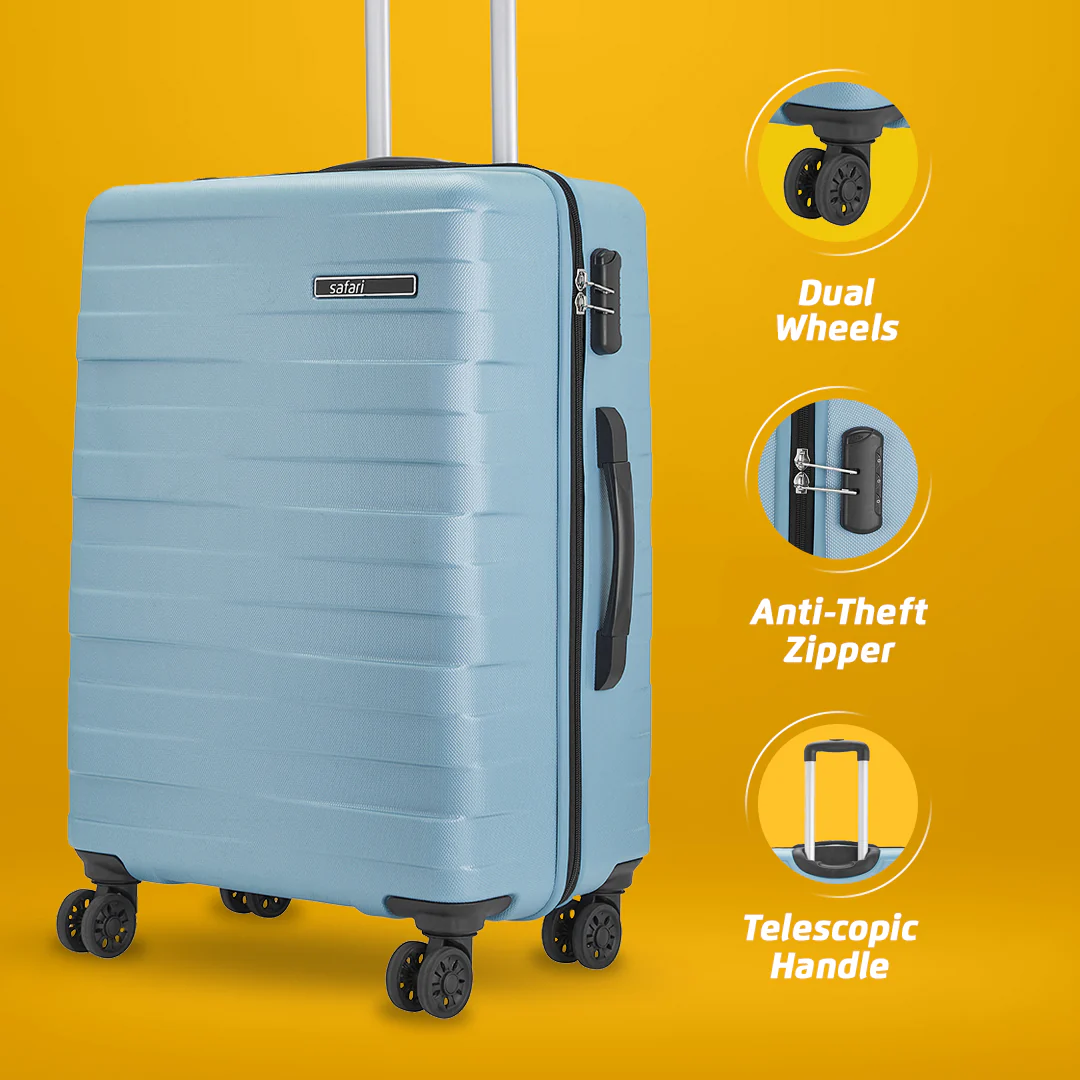 Safari Mint Pearl Blue Trolley Bag with Dual Wheels - Image 28