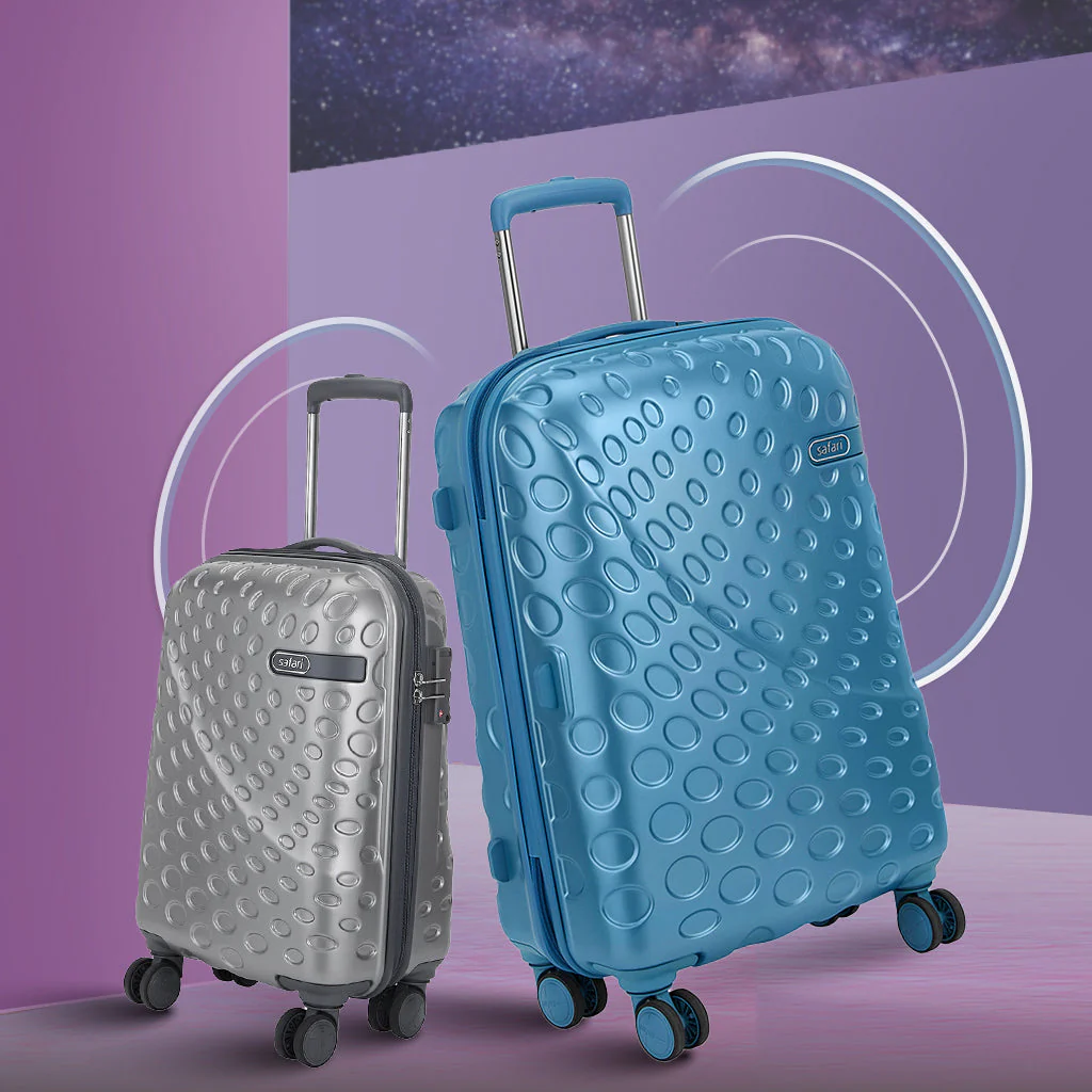 Safari Orbit Set of 2 Pearl Blue Trolley Bags with Dual Wheels & Anti Theft Zipper - Image 3