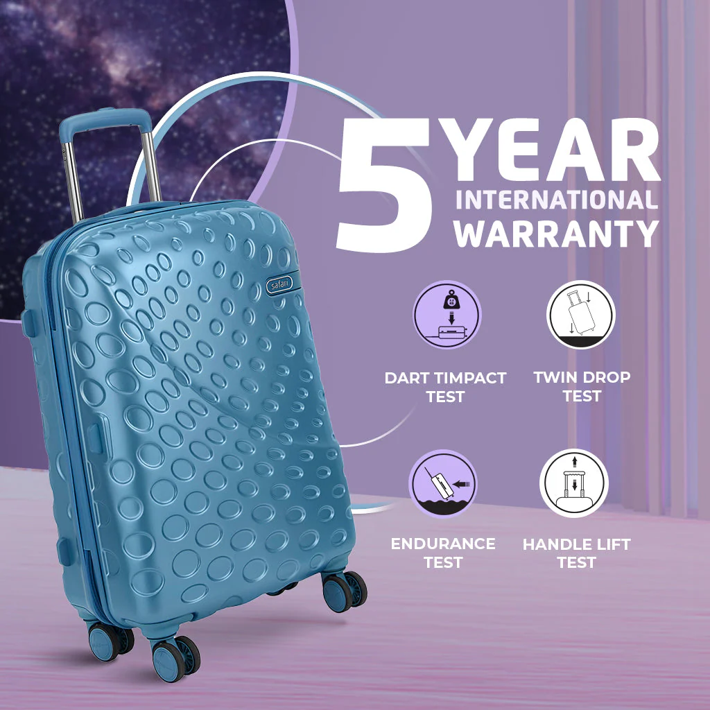 Safari Orbit Set of 2 Pearl Blue Trolley Bags with Dual Wheels & Anti Theft Zipper - Image 9