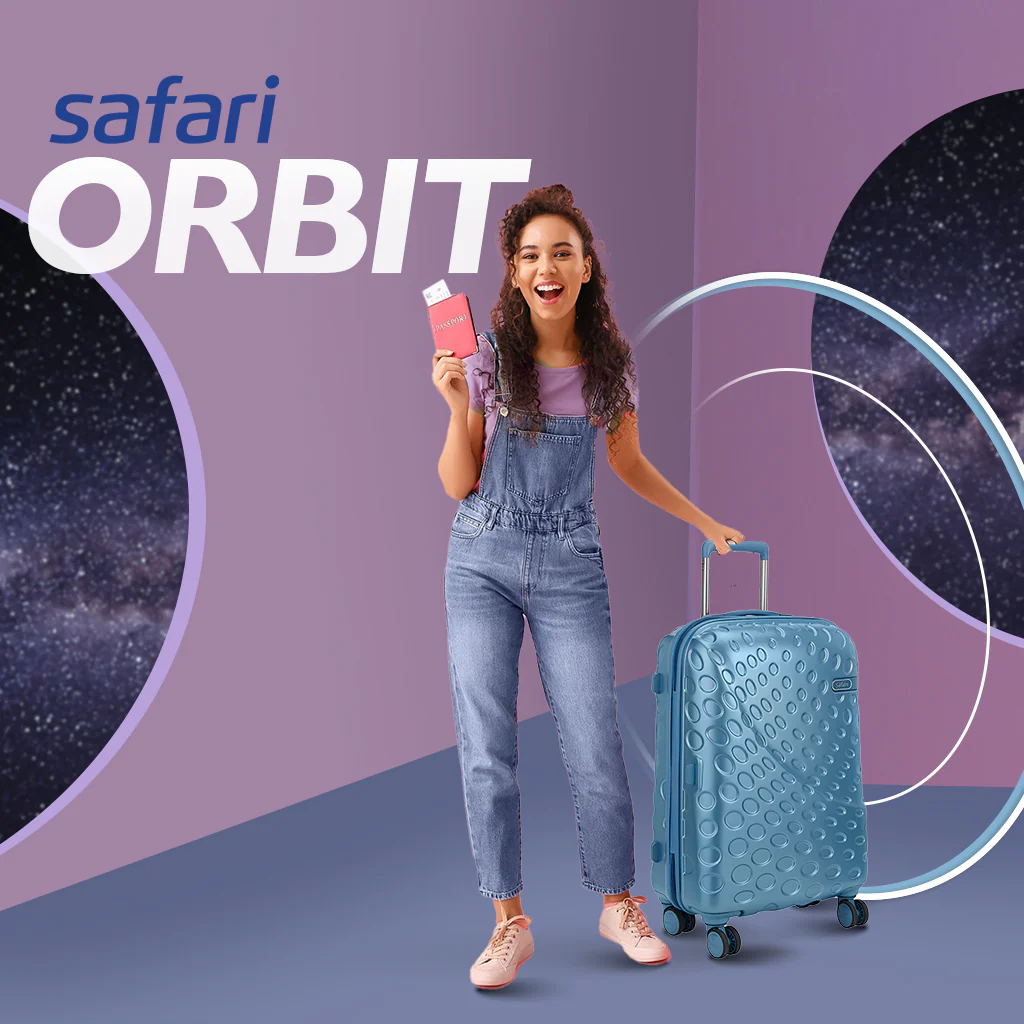 Safari Orbit Pearl Blue Trolley Bag with Premium Interior, Wet Pouch & Anti Theft Zipper - Image 7
