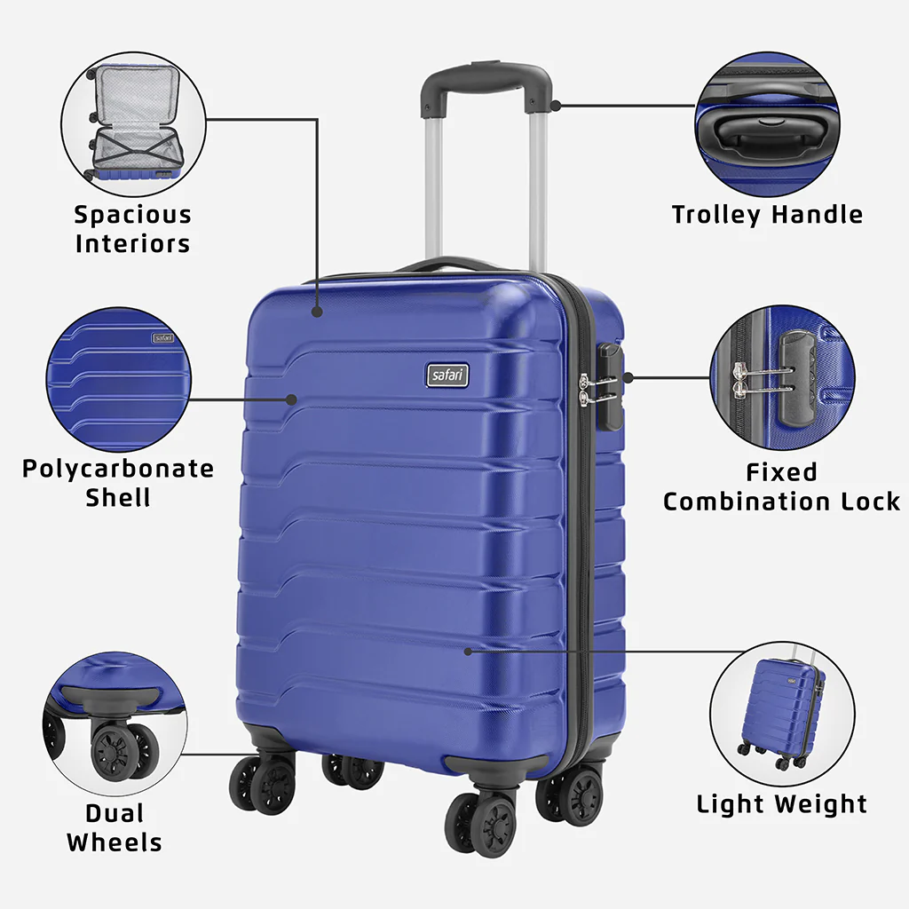 Safari Ozone Metallic Blue Trolley Bag with Dual Wheels - Image 2
