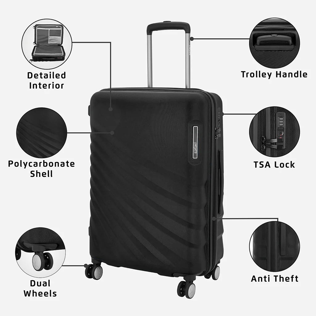 Safari Polaris Black Trolley Bag with TSA Lock - Image 3