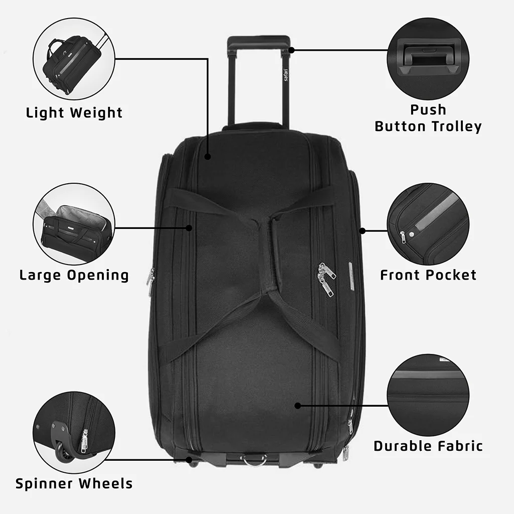 Safari Power Black Rolling Duffle Bag With Wheels - Image 19