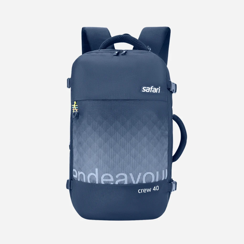 Safari Redan 40L Blue Backpack Suitcase with Raincover & Luggage Style Packing