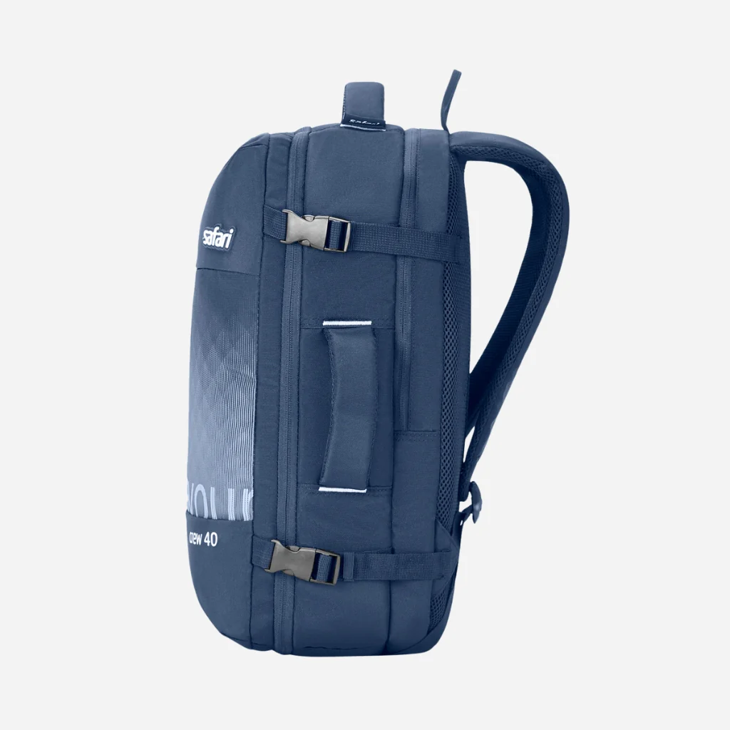 Safari Redan 40L Blue Backpack Suitcase with Raincover & Luggage Style Packing - Image 4