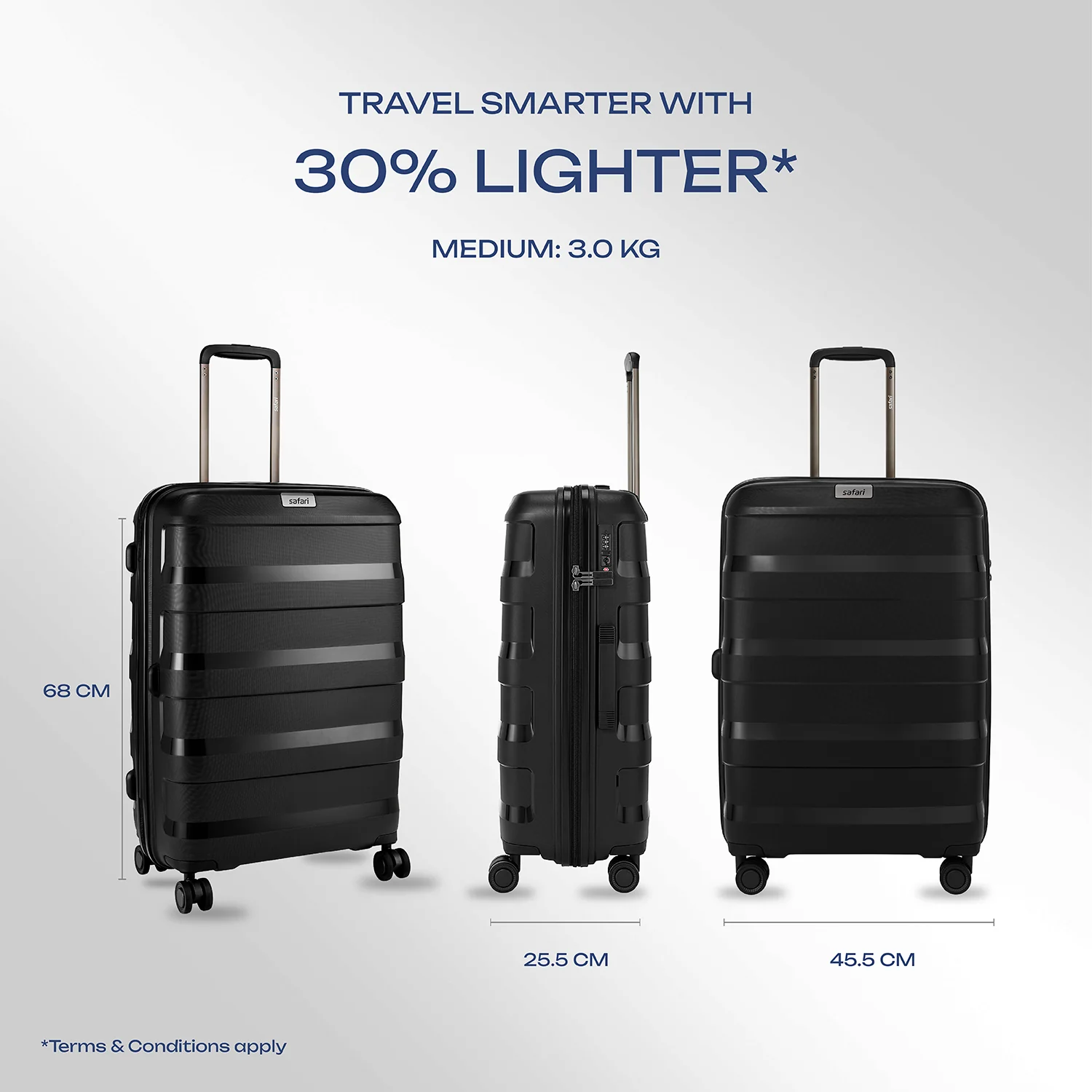 Safari Aeroglide Trolley Bag with TSA lock and Anti-Theft Zipper Black - Image 11