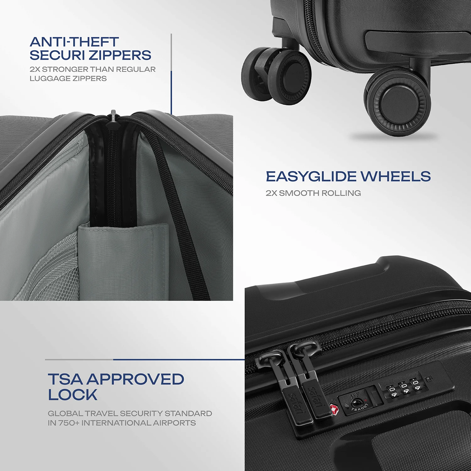 Safari Aeroglide Trolley Bag with TSA lock and Anti-Theft Zipper Black - Image 15