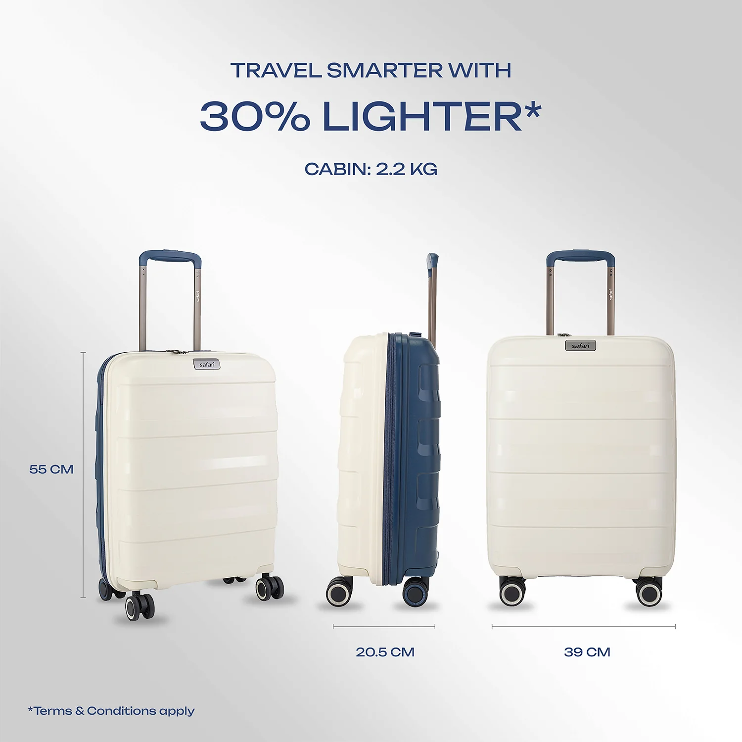 Safari Aeroglide Trolley Bag with TSA lock and Anti-Theft Zipper White - Image 6