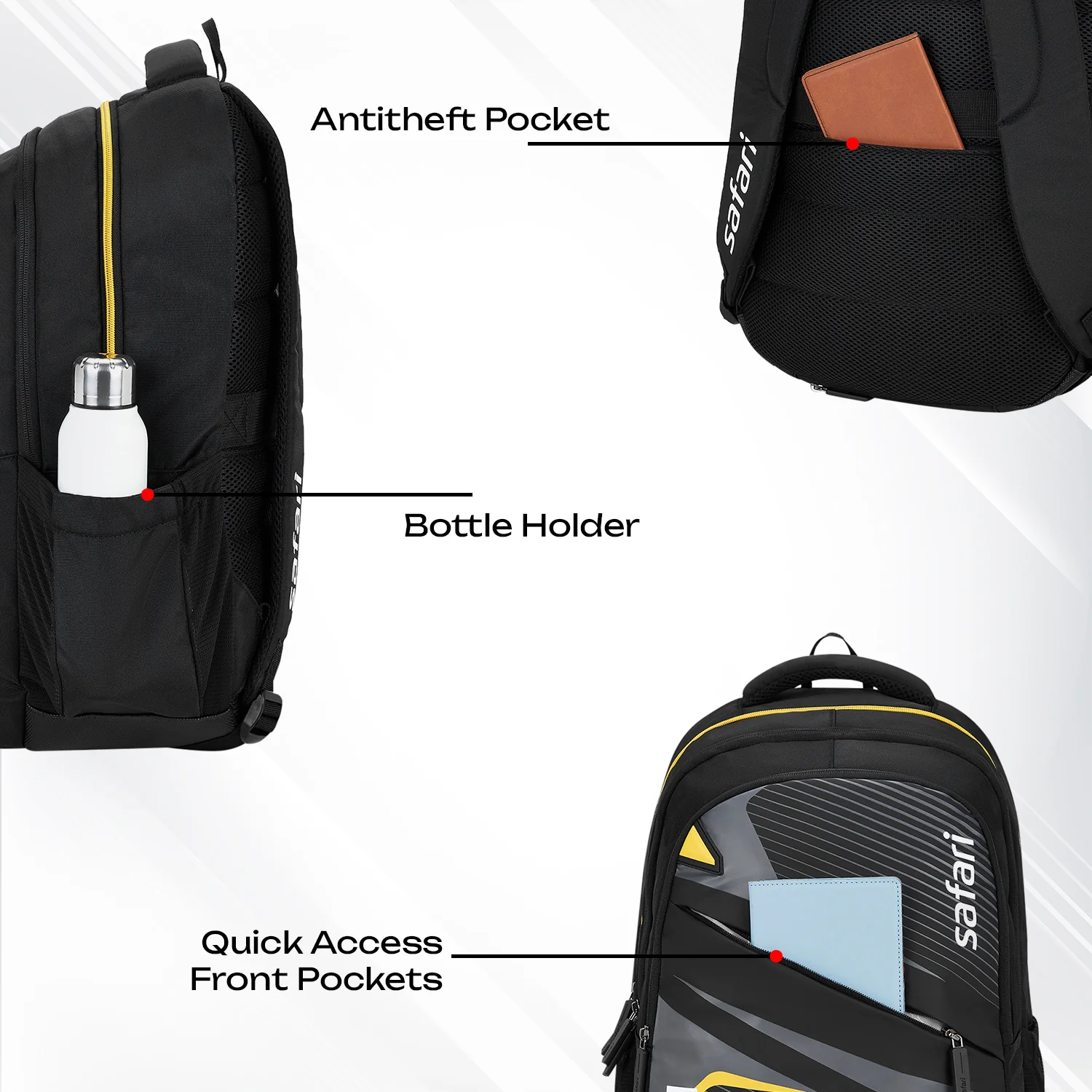 Safari Aura 37L Black Laptop Backpack - Image 4