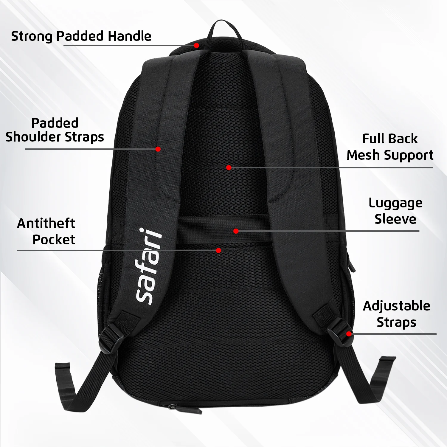 Safari Aura 37L Black Laptop Backpack - Image 6