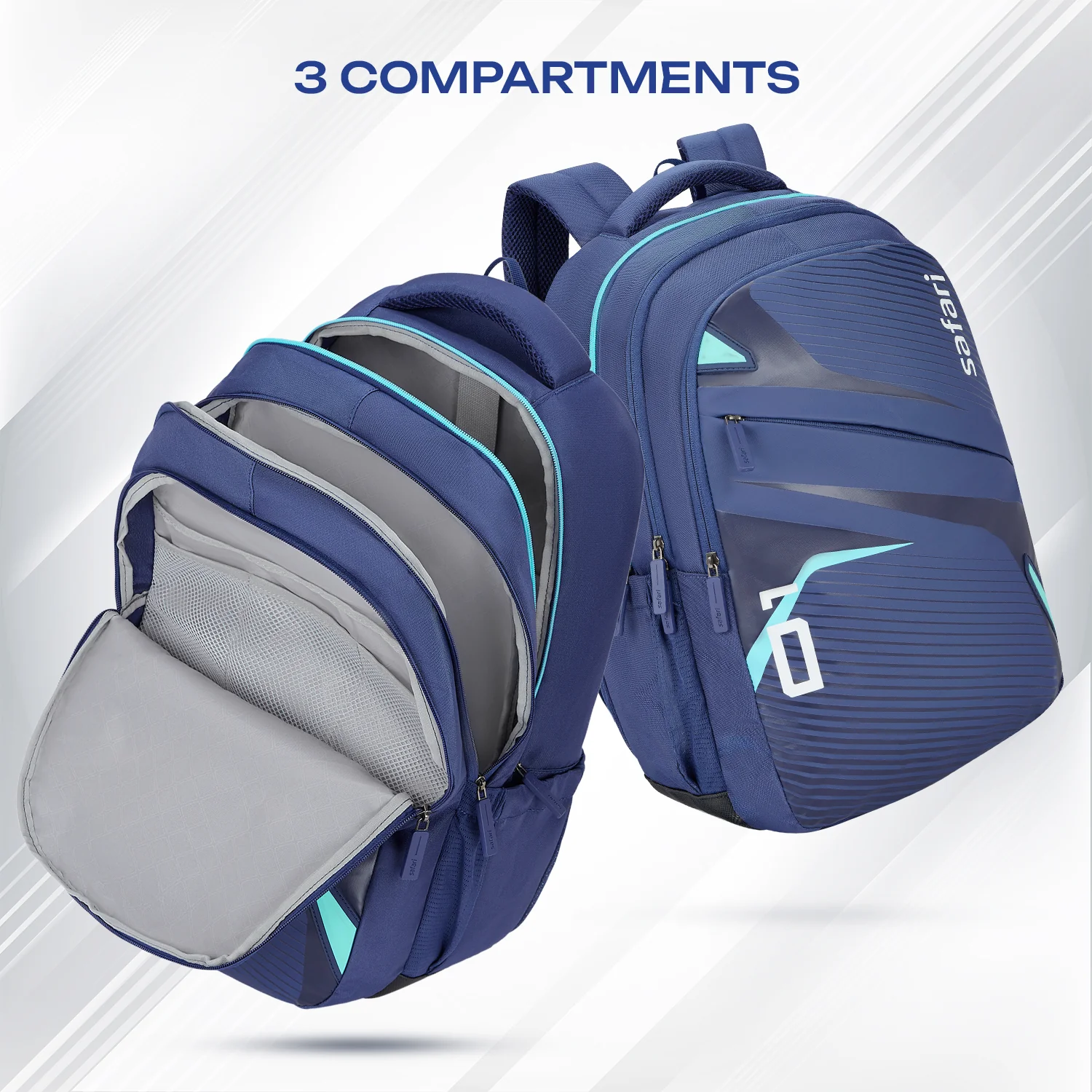 Safari Aura 37L Blue Laptop Backpack - Image 3