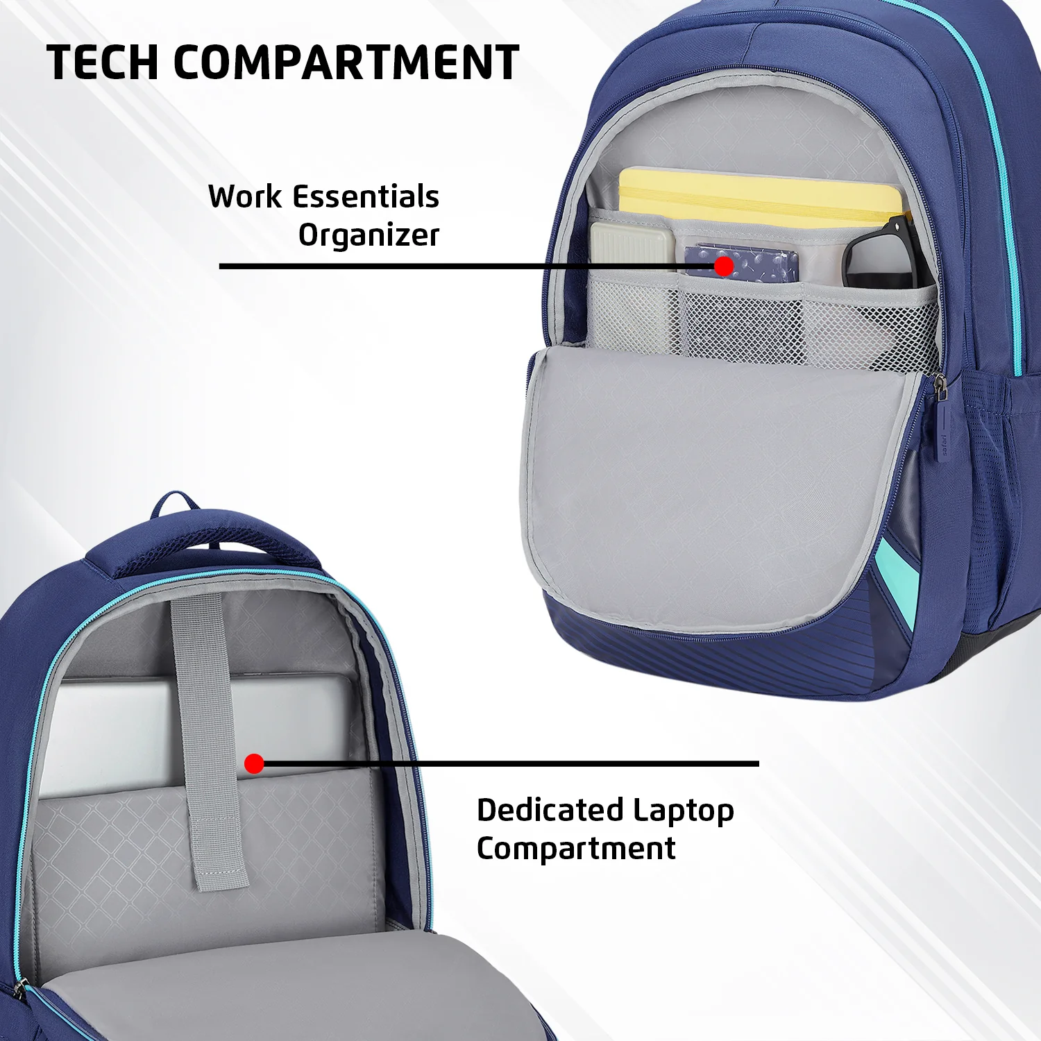 Safari Aura 37L Blue Laptop Backpack - Image 4