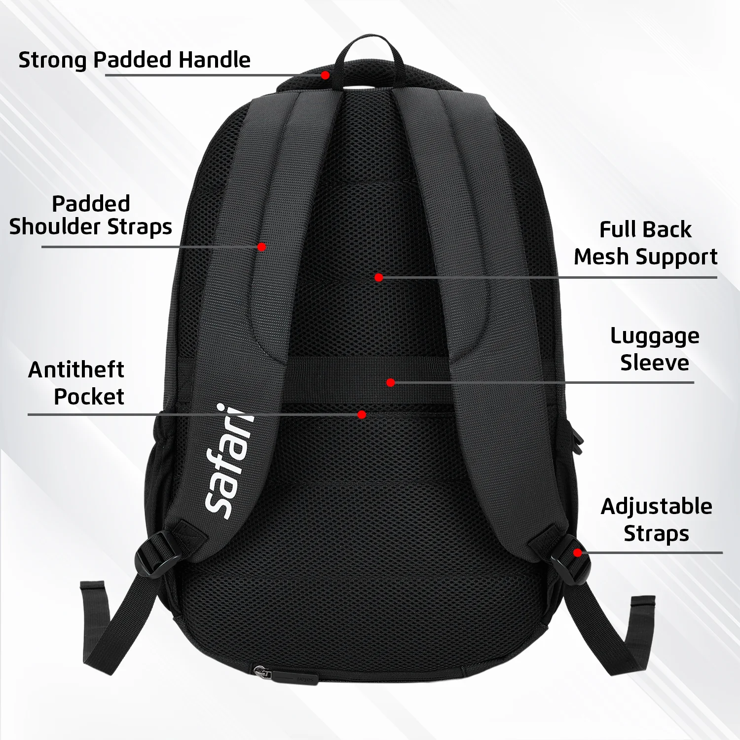 Safari Aura 37L Black Laptop Backpack - Image 6