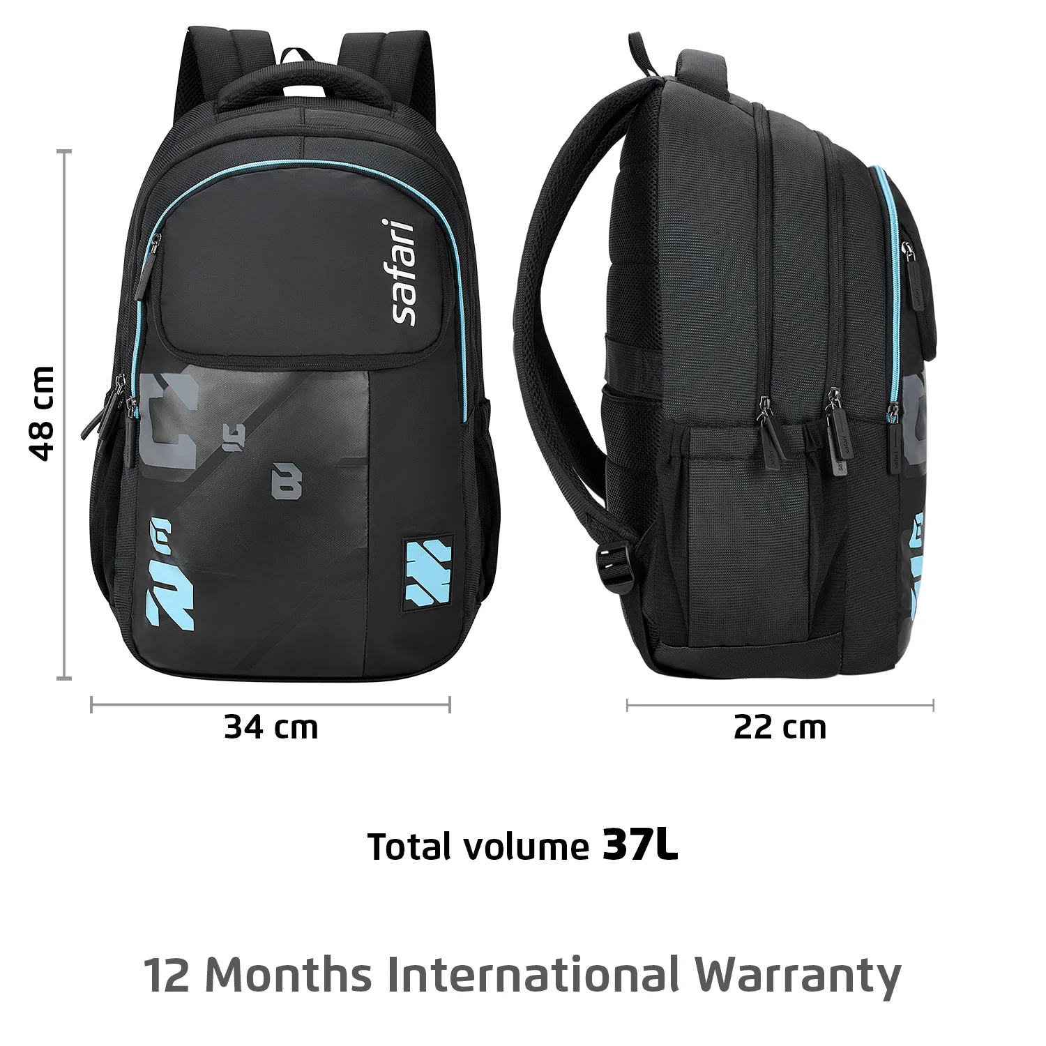Safari Aura 37L Black Laptop Backpack - Image 9