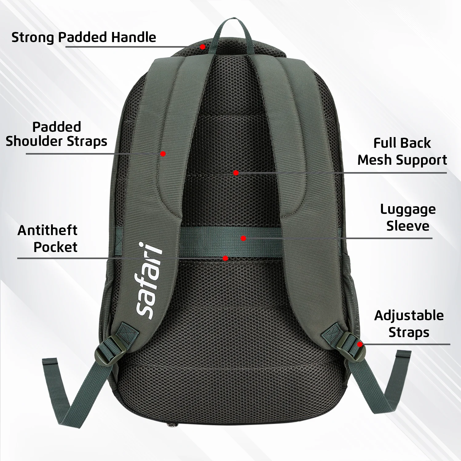Safari Aura 37L Olive Laptop Backpack - Image 6