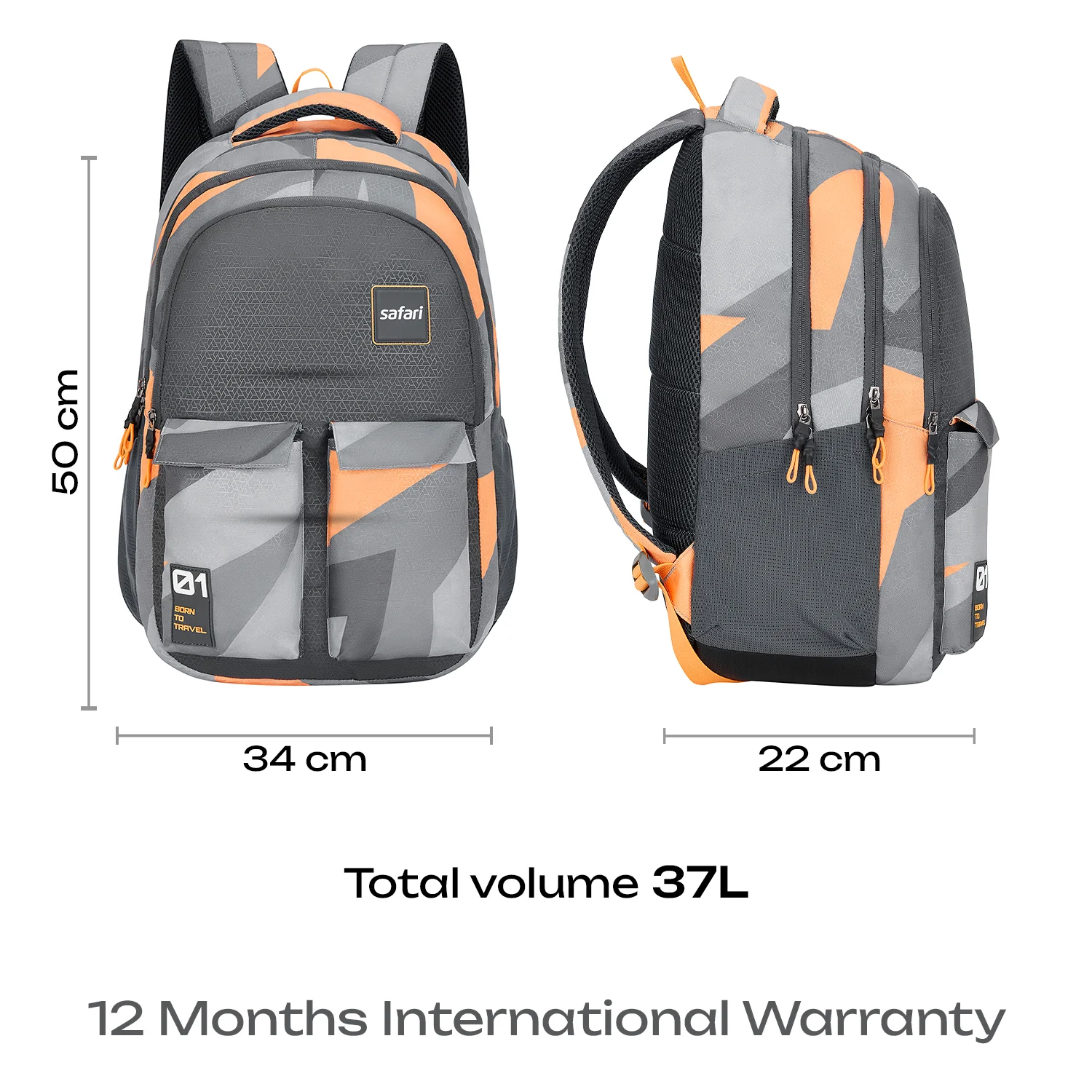Safari Bonus 37L Grey School Backpack - Image 10