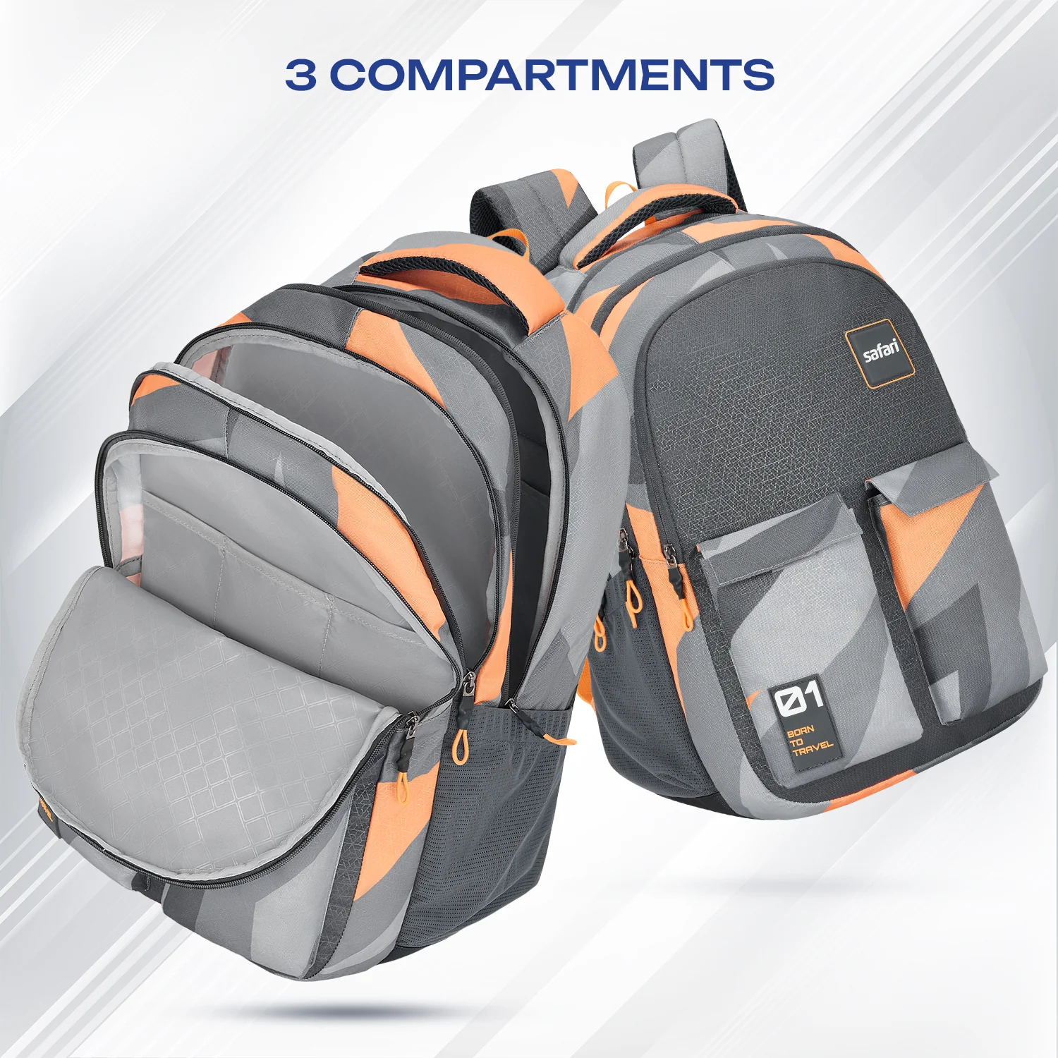 Safari Bonus 37L Grey School Backpack - Image 3